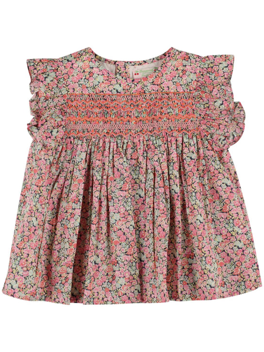 Bonpoint: Printed cotton blouse w/ embroidery - Renkli - kids-girls_0 | Luisa Via Roma