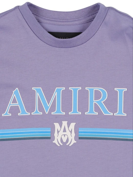 Amiri: Logo印花棉质平纹针织T恤 - 浅紫色 - kids-girls_1 | Luisa Via Roma