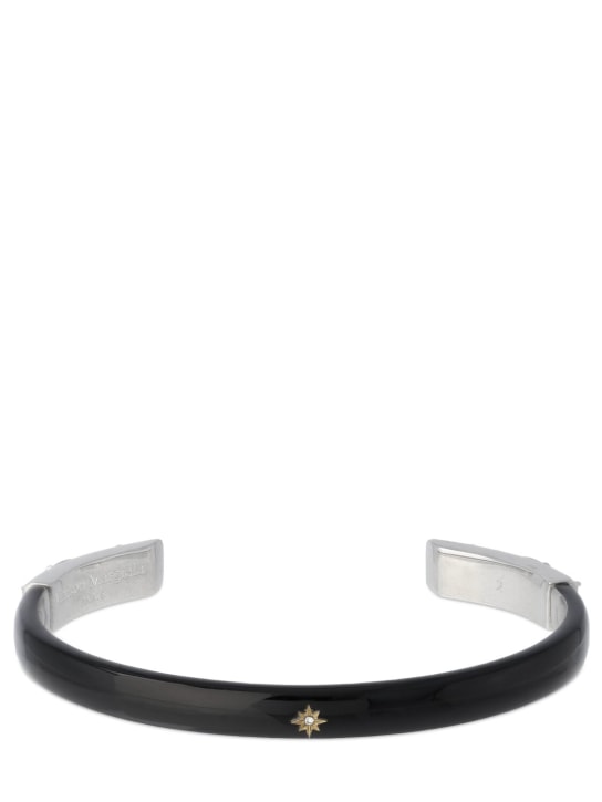 Maison Margiela: Enamel crystal star cuff bracelet - Black/Silver - men_0 | Luisa Via Roma