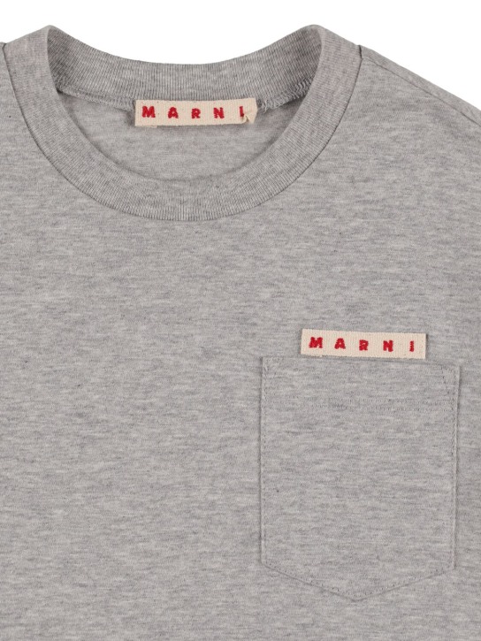 Marni Junior: T-shirt en jersey de coton à imprimé logo - Gris - kids-boys_1 | Luisa Via Roma