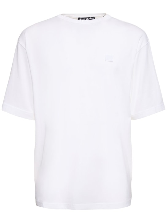 Acne Studios: T-shirt en jersey de coton à manches courtes - Blanc - men_0 | Luisa Via Roma