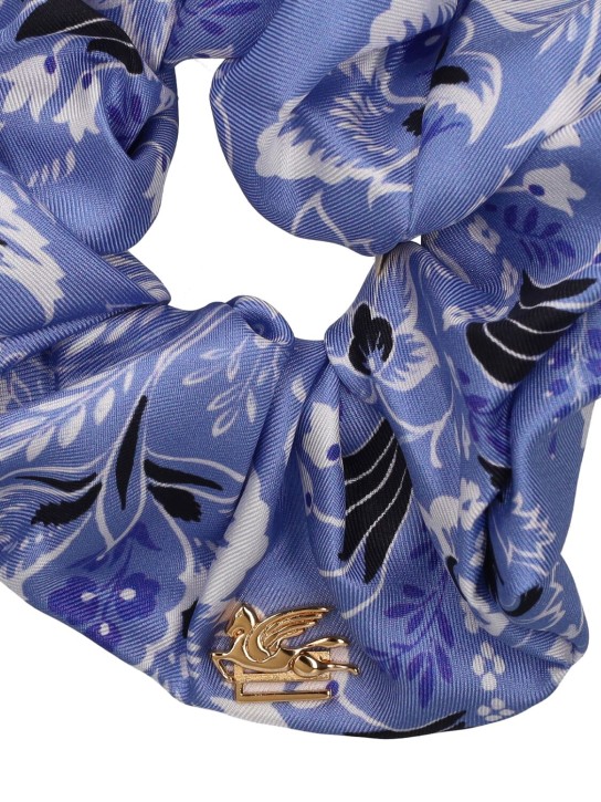 Etro: Scrunchie de sarga de seda - Azul/Multicolor - women_1 | Luisa Via Roma