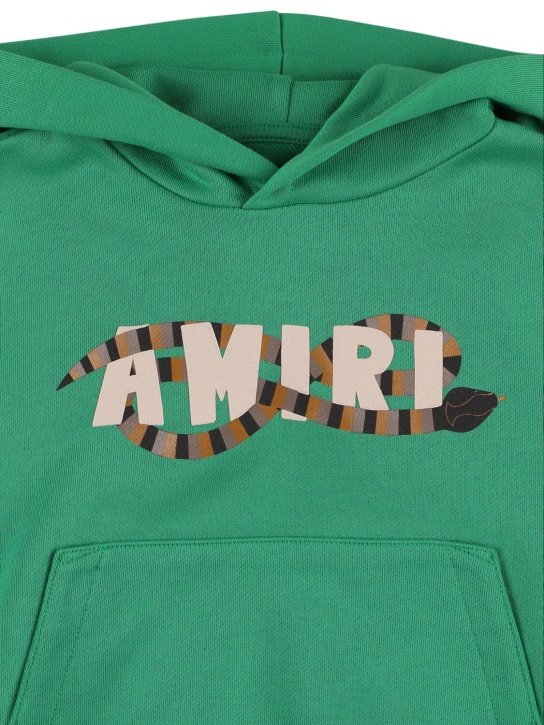 Amiri: Felpa in cotone con logo e cappuccio - Verde - kids-girls_1 | Luisa Via Roma