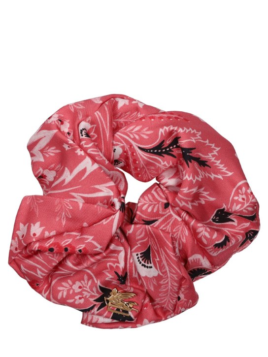 Etro: Silk twill scrunchie - Red/Multi - women_0 | Luisa Via Roma