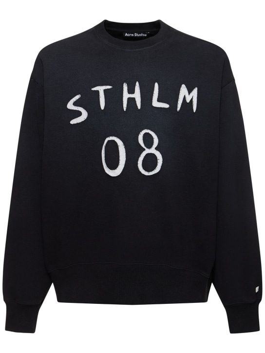 Acne Studios: Cotton jersey crewneck sweatshirt - Renkli/Gri - men_0 | Luisa Via Roma