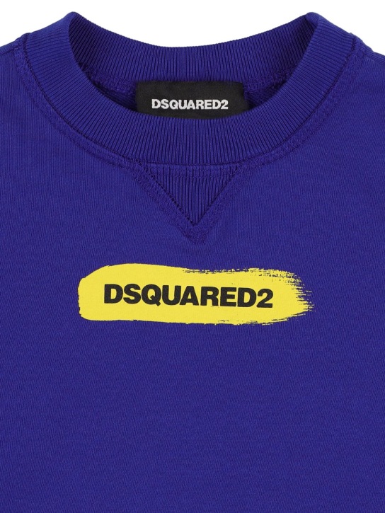 Dsquared2: Felpa in cotone con logo - Blu - kids-boys_1 | Luisa Via Roma