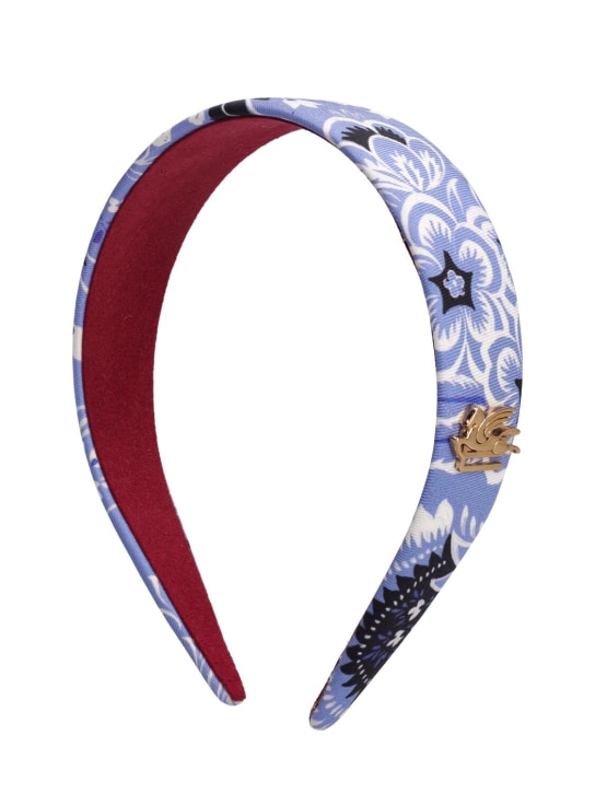Etro: Silk twill headband - Blue/Multi - women_0 | Luisa Via Roma
