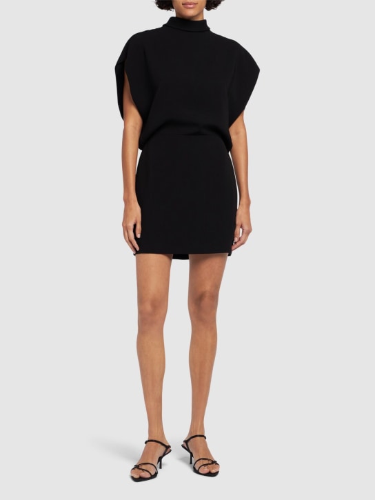 Max Mara: Querce sleeveless cady mini dress - Black - women_1 | Luisa Via Roma