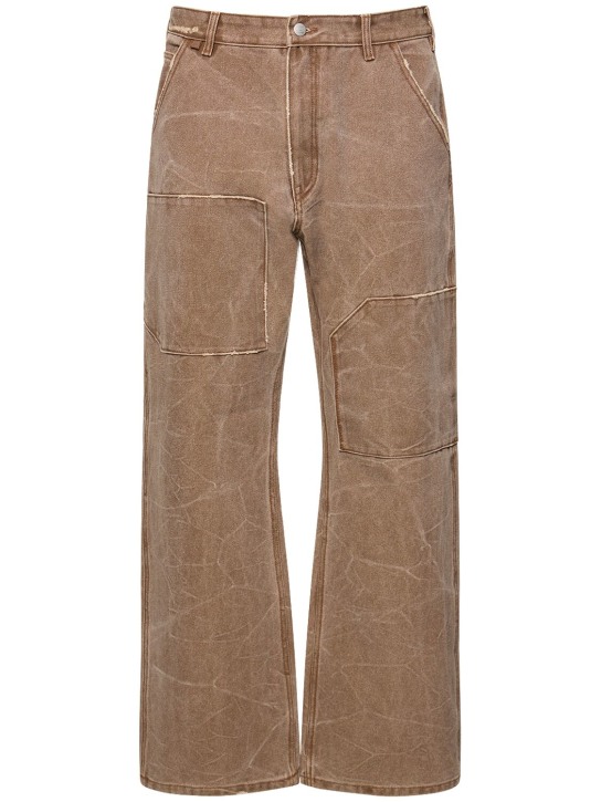 Acne Studios: Cotton canvas straight pants - Brown - men_0 | Luisa Via Roma