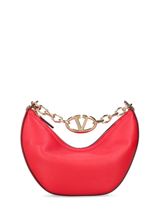 Valentino Garavani: Small V Logo Gate leather top handle bag - Rouge Pur - women_0 | Luisa Via Roma