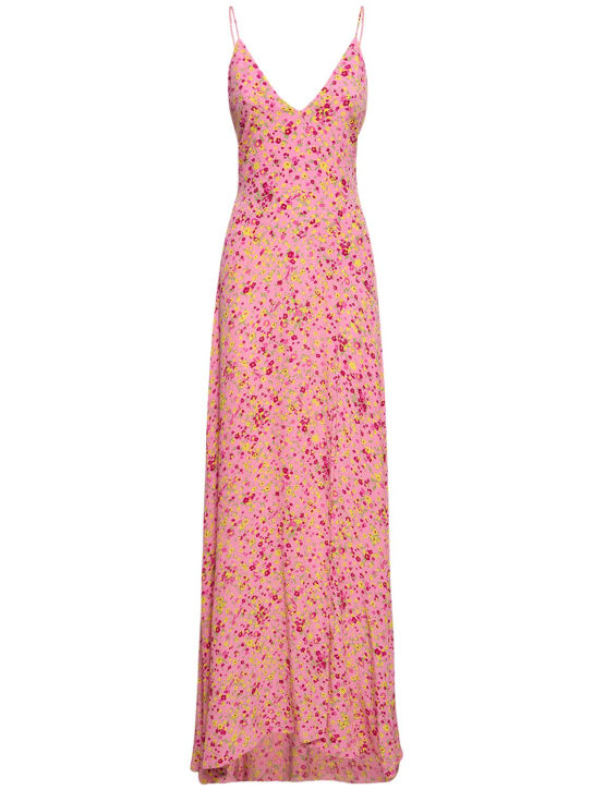 Rotate: Bedrucktes Maxi-Slip-Kleid aus Jacquard - Pink/Multi - women_0 | Luisa Via Roma