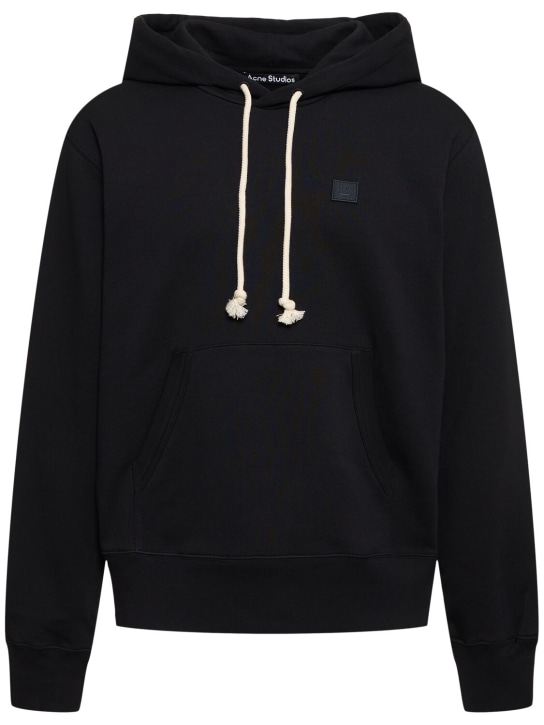 Acne Studios: Cotton jersey hooded sweatshirt - Black - men_0 | Luisa Via Roma