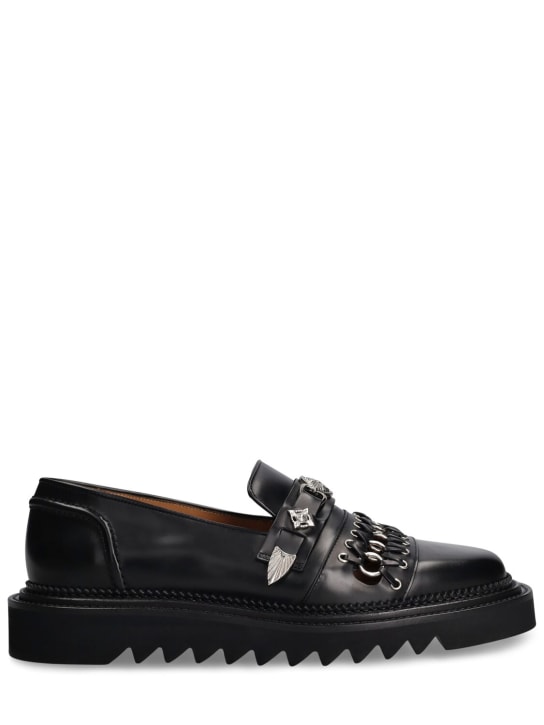 Toga Virilis: Black leather loafers - Siyah - men_0 | Luisa Via Roma