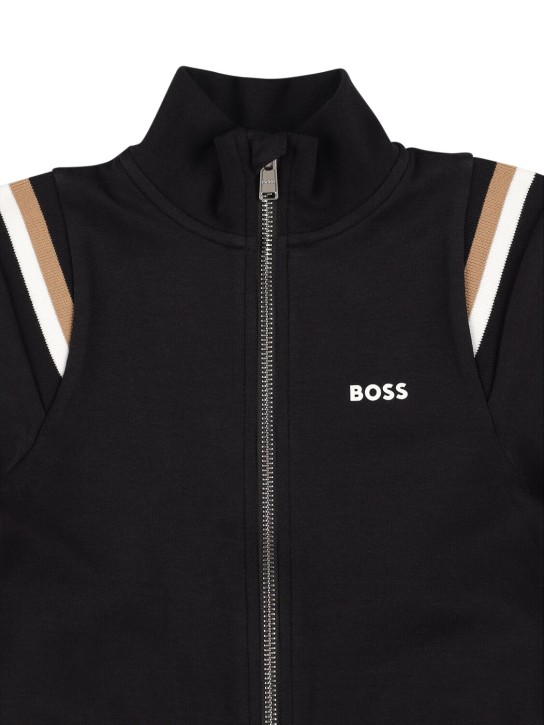 Boss: Logo印花卫衣&运动裤 - 黑色 - kids-boys_1 | Luisa Via Roma