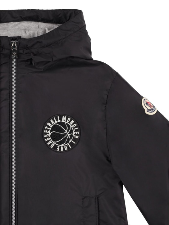 Moncler: Ambertine nylon rainwear jacket - Black - kids-boys_1 | Luisa Via Roma