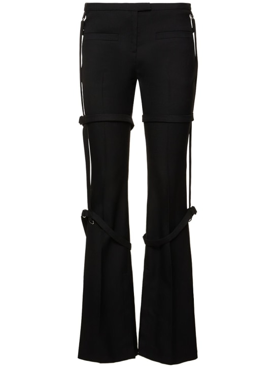 Courreges: Multi-strap bootcut wool pants - 블랙 - women_0 | Luisa Via Roma