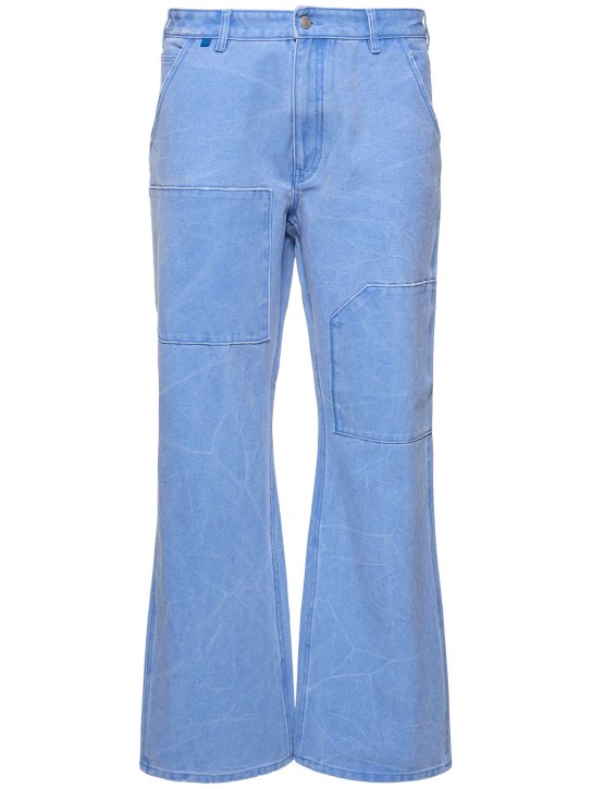 Acne Studios: Pantalon en toile de coton à logo Palma - Bleu Poudré - men_0 | Luisa Via Roma