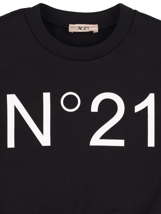 N°21: Logo print cropped cotton sweatshirt - Navy - kids-girls_1 | Luisa Via Roma