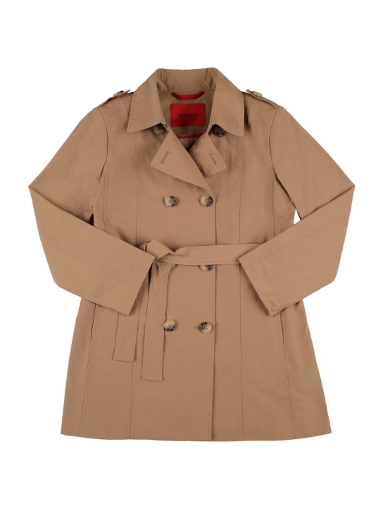 MAX&Co.: Ottoman cotton & nylon trench coat - Beige - kids-girls_0 | Luisa Via Roma