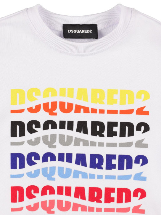 Dsquared2: Sweat-shirt en coton imprimé logo - Blanc - kids-girls_1 | Luisa Via Roma