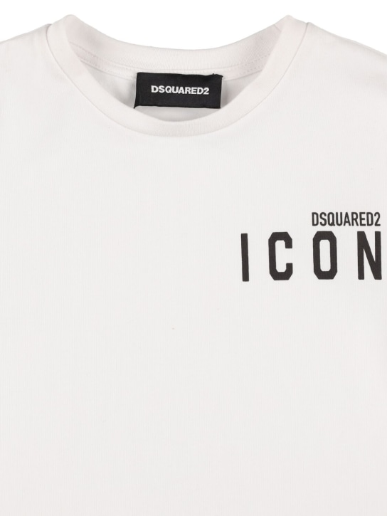 Dsquared2: T-shirt en jersey de coton à logo - Blanc - kids-boys_1 | Luisa Via Roma