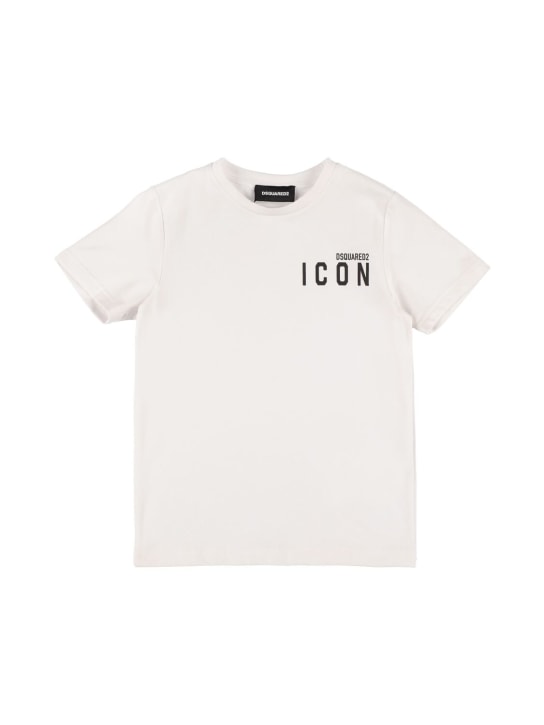 Dsquared2: Camiseta de jersey de algodón con logo - Blanco - kids-boys_0 | Luisa Via Roma