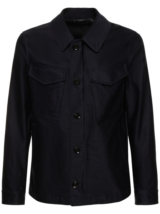 Tom Ford: Compact cotton military field jacket - Navy - men_0 | Luisa Via Roma