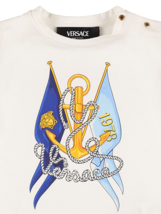 Versace: T-shirt in jersey di cotone con stampa - Bianco - kids-boys_1 | Luisa Via Roma