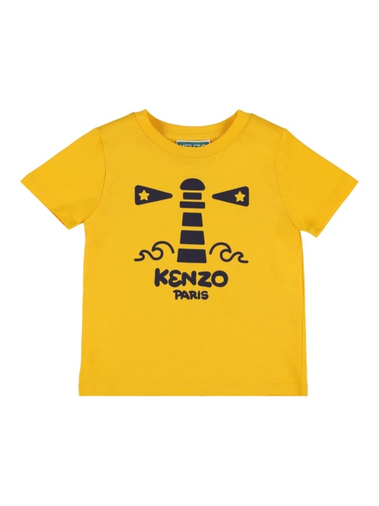 Kenzo Kids: 棉质平纹针织T恤 - 黄色 - kids-boys_0 | Luisa Via Roma