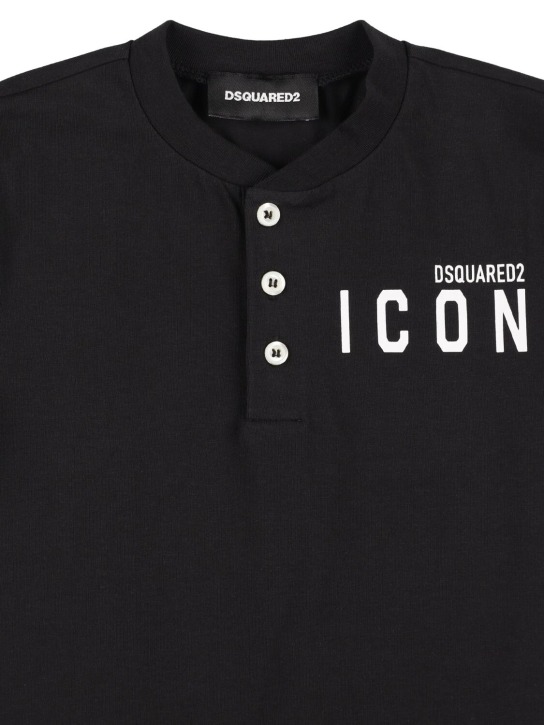 Dsquared2: T-shirt & short en jersey de coton imprimé - Noir - kids-boys_1 | Luisa Via Roma