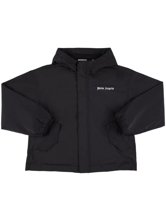 Palm Angels: Logo tech windbreaker jacket - Black - kids-boys_1 | Luisa Via Roma