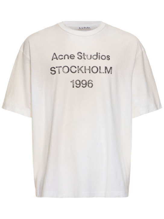 Acne Studios: T-Shirt aus Baumwolle „Exford 1996“ - Dusty White - men_0 | Luisa Via Roma