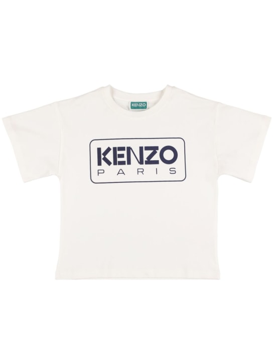 Kenzo Kids: Camiseta de algodón con logo estampado - Blanco - kids-boys_0 | Luisa Via Roma