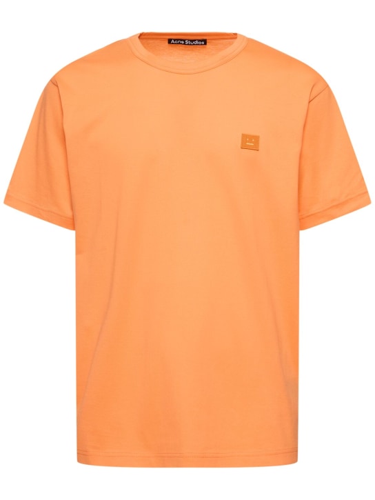 Acne Studios: Nace 페이스 패치 코튼 티셔츠 - Mandarin Orange - men_0 | Luisa Via Roma