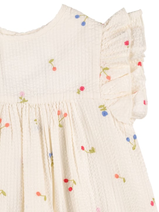 Bonpoint: Cherry embroidered cotton dress - White - kids-girls_1 | Luisa Via Roma