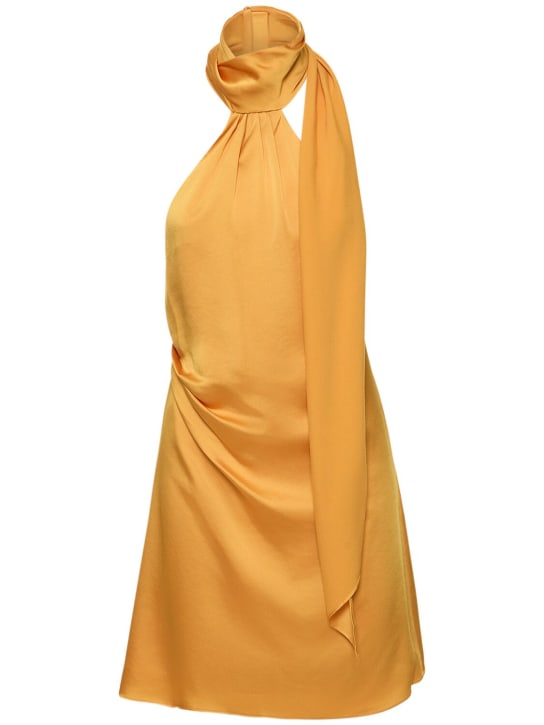 SIMKHAI: Jade draped satin mini dress w/scarf - Sarı - women_0 | Luisa Via Roma