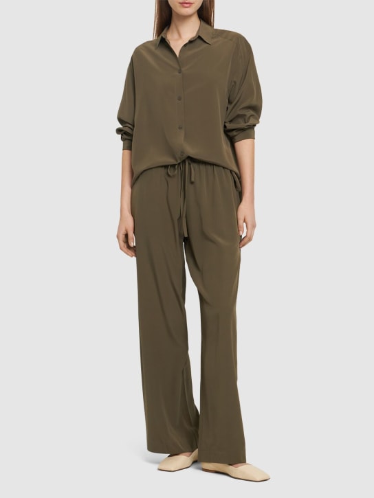 Matteau: Long sleeve silk shirt - Green - women_1 | Luisa Via Roma