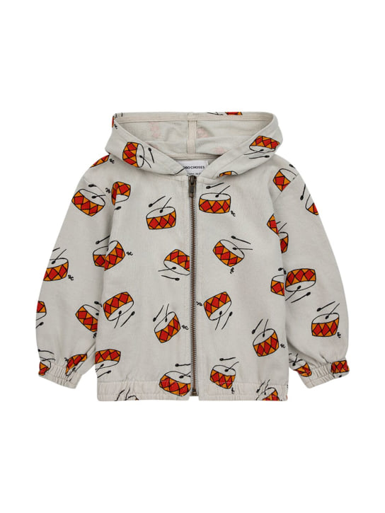 Bobo Choses: Hooded organic cotton zip sweatshirt - Beige/Multi - kids-boys_0 | Luisa Via Roma