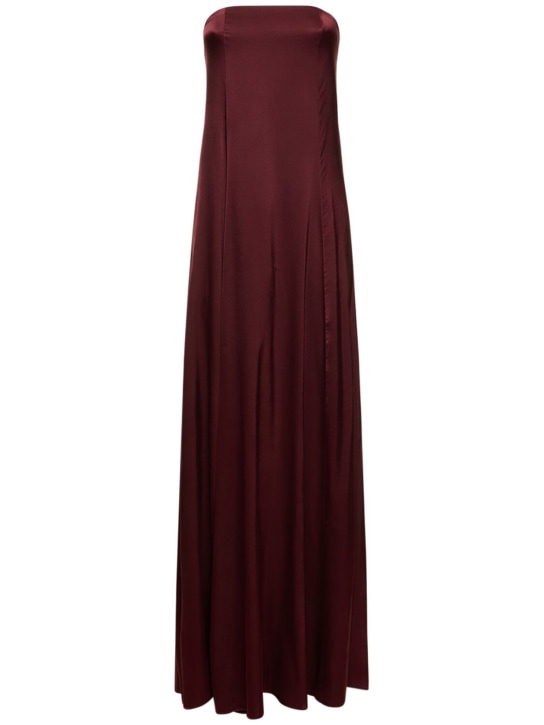 Forte_forte: Stretch silk satin dress - Brown - women_0 | Luisa Via Roma