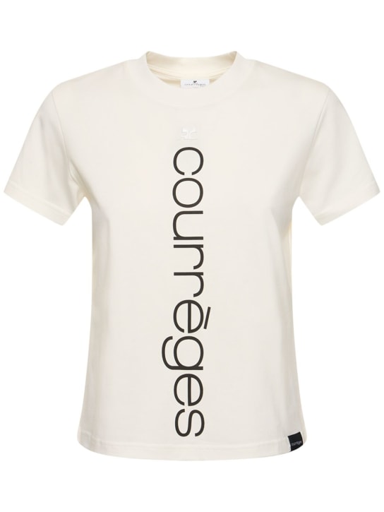 Courreges: T-Shirt aus Baumwolljersey mit Logo - Weiß - women_0 | Luisa Via Roma