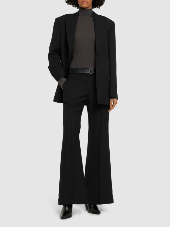 Acne Studios: Tailored wool blend crepe flared pants - Black - women_1 | Luisa Via Roma