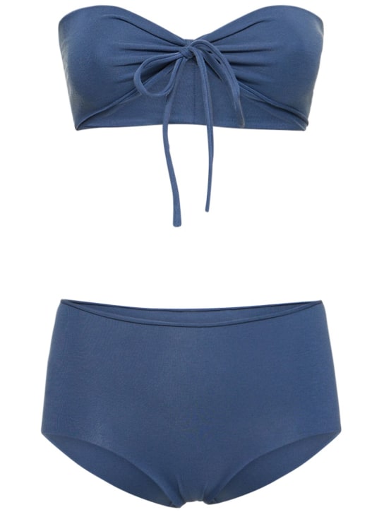 Isole & Vulcani: 无缝棉质平纹针织比基尼套装 - 蓝色 - women_0 | Luisa Via Roma