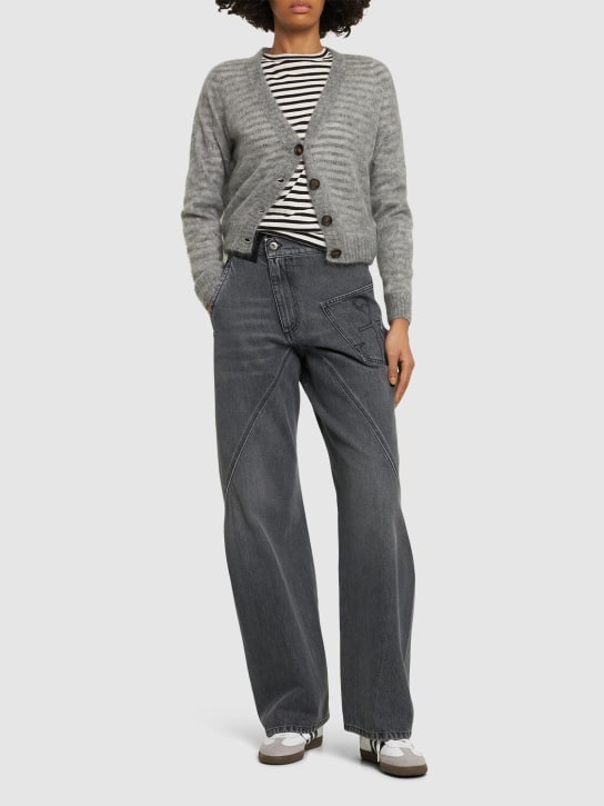 JW Anderson: Embroidered pocket denim cargo jeans - Grey - women_1 | Luisa Via Roma