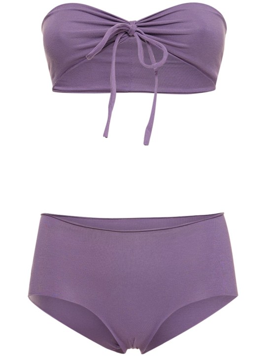 Isole & Vulcani: 无缝棉质平纹针织比基尼套装 - 丁香紫 - women_0 | Luisa Via Roma