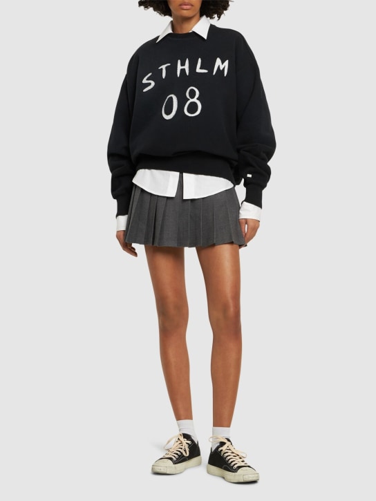 Acne Studios: Cotton jersey crewneck sweatshirt - Multi/Grey - women_1 | Luisa Via Roma