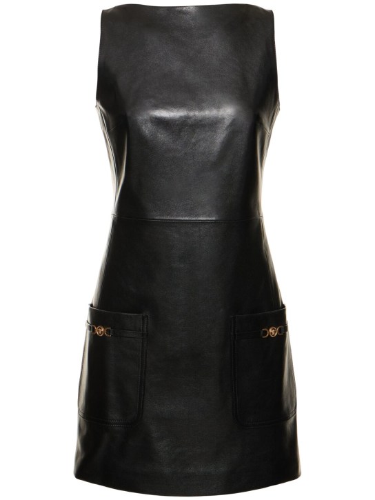 Versace: Robe en cuir Hollywood Series - Noir - women_0 | Luisa Via Roma
