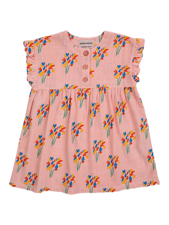 Bobo Choses: Printed woven linen blend dress - Pink - kids-girls_0 | Luisa Via Roma
