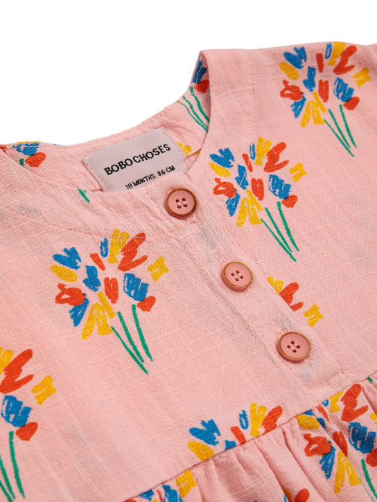 Bobo Choses: Printed woven linen blend dress - Pink - kids-girls_1 | Luisa Via Roma
