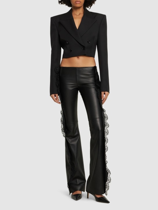 Off-White: Napa leather pants w/lace - Black - women_1 | Luisa Via Roma