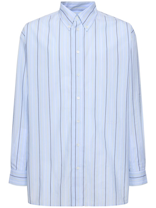 Marni: Striped organic cotton poplin over shirt - Blue - men_0 | Luisa Via Roma